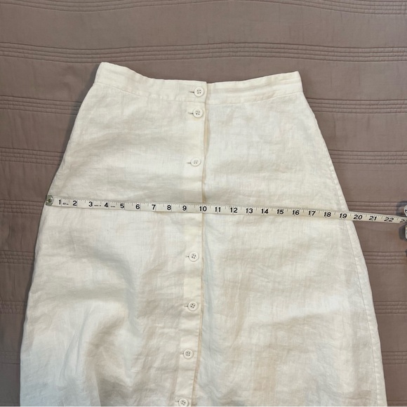 Paris Atelier & Other Stories Cream Button-Front A-Line Linen Skirt - Picture 9 of 9